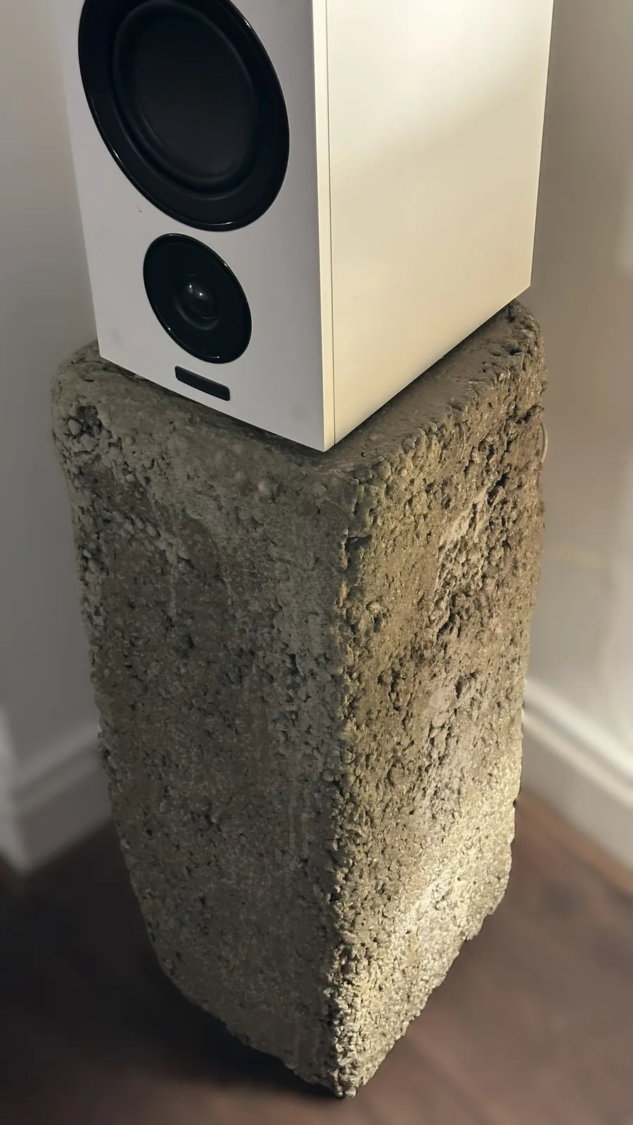 Close view of the rough concrete surface of the Urban plinth
